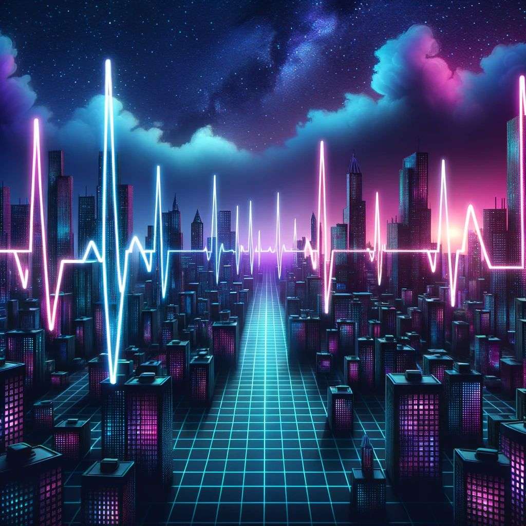 a representation of anxiety, digital art, synthwave